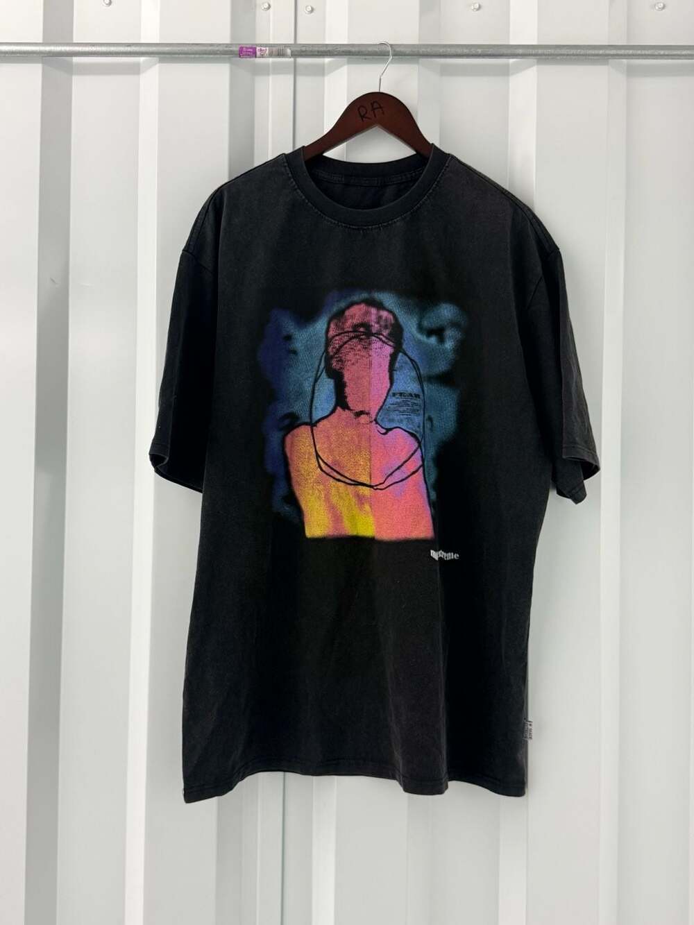 Made Extreme 'Fear' Graphic Acid Wash Short Sleeve T-Shirt